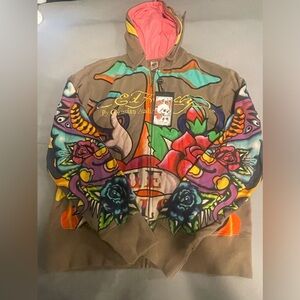 Ed Hardy 2k true love zip up hoodie sweater (BRAND NEW)